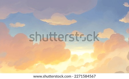 Clouds in The Sky Background During Golden Hour of Sunrise or Sunset Hand Drawn Painting Illustration Royalty-Free Stock Photo #2271584567