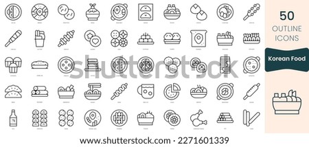 Set of korean food icons. Thin linear style icons Pack. Vector Illustration Royalty-Free Stock Photo #2271601339