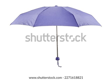 Open purple umbrella isolated on white background