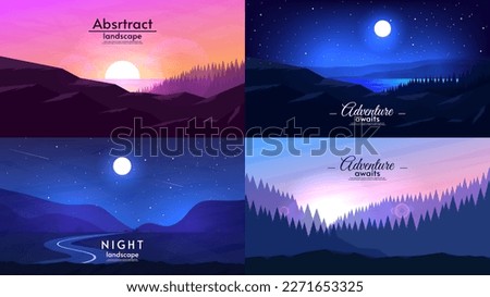 Set of banners, flat style landscape. Vector illustration. Design for banner, postcard, banner, cover.  Royalty-Free Stock Photo #2271653325
