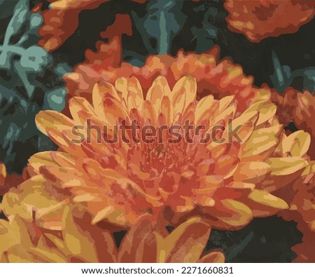 beautiful blooming orange flower vector illustration watercolor template