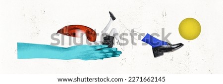 Contemporary art collage. Concept of weird people, pop art, creativity, surrealism, imagination. Poster with crazy abstract design. Horizontal banner