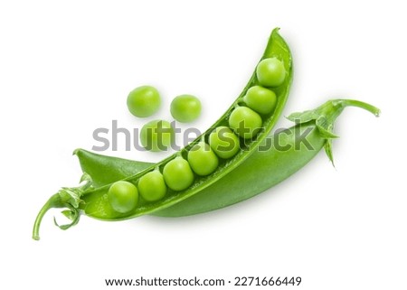Top view green pea isolated on white background 