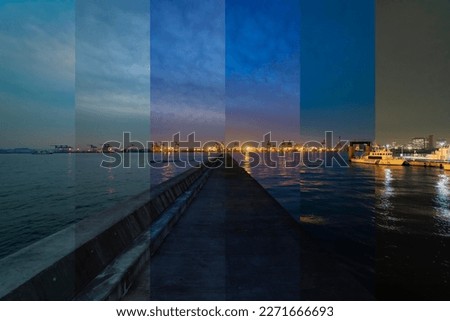 A sliced time lapse photography of cityscape near the container port in Tokyo wide