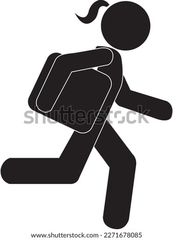 A walking delivery woman on a white background with copy space