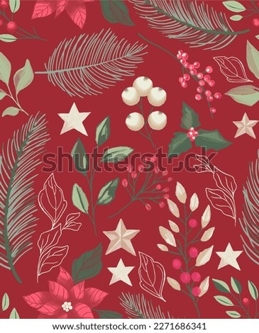 seamless christmas pattern with flowers