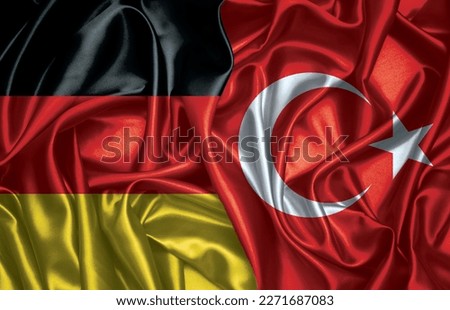 Germany and Turkey two folded silk flag together