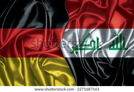 Germany and Iraq two folded silk flag together