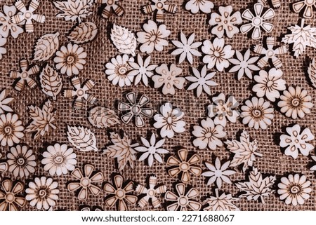 The beautiful pattern fake flower made of wooden