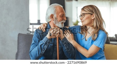 The doctor explains the results of the physical examination and health care program to elderly patients with symptoms of depression. and other complications. Nurse help senior retirement man Royalty-Free Stock Photo #2271690869