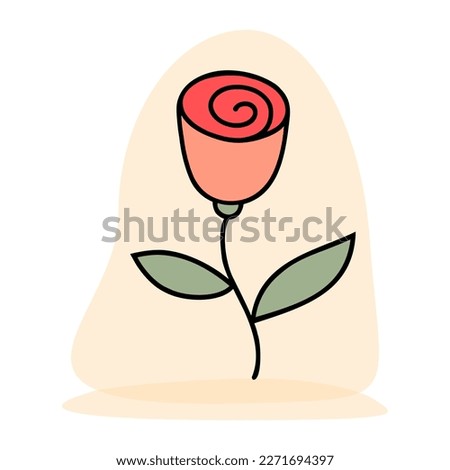 Clip art of hand drawn doodle rose on isolated background. Design for mother’s day, springtime and summertime celebration, scrapbooking, wedding invitation, textile, home decor, paper craft.  