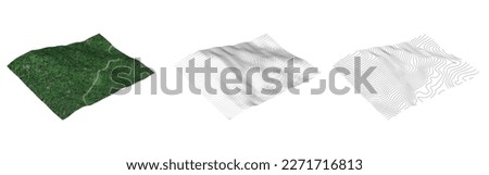 set of isometric map mountain object. isometric mountains contour with real map landscape forest white tone color shadow shape and line terrain, illustration. isometric for mountain element, concept.