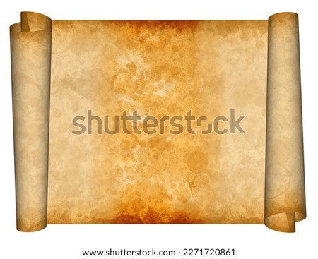 Abstract paper rolls of old, weathered grunge paper with plenty of space for text or copy. Vintage paper blank surface isolated on a white background.