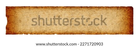 Long wide panoramic background texture, sheet of grunge paper. Old scroll banner isolated on white background.