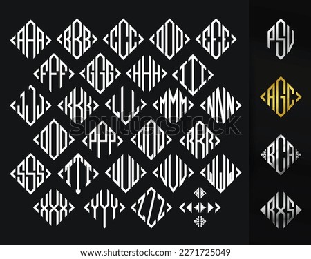 Square Diamond Monogram 3 Letters Alphabet Font for logotype, logos, embroidery, necklaces, jewelry or name abbreviations Royalty-Free Stock Photo #2271725049