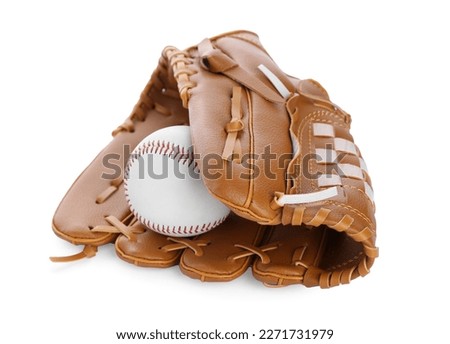 Leather baseball glove with ball isolated on white Royalty-Free Stock Photo #2271731979