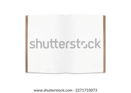 close up of a blank white book isolated on white background. top view