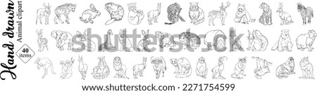 Animal clipart vector illustrations in black and white. 50 vector illustrations of animals. Lion, llama, tiger, wolf, monkey, hippo, giraffe, koala, bear, deer, hare, hedgehog, zebra.