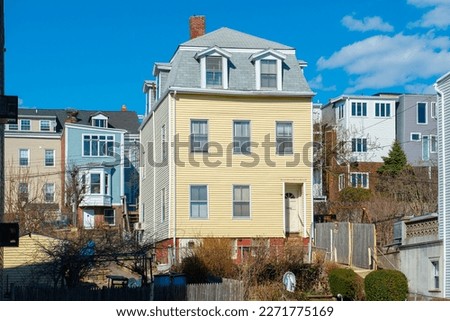 Historic residential building at 132 Marginal Street in historic East Boston community, Boston, Massachusetts MA, USA. 