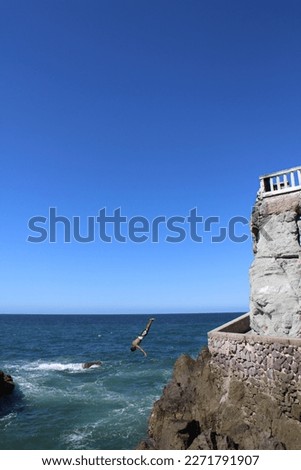 Mexican cliff diving into ocean La Quebrada  Royalty-Free Stock Photo #2271791907