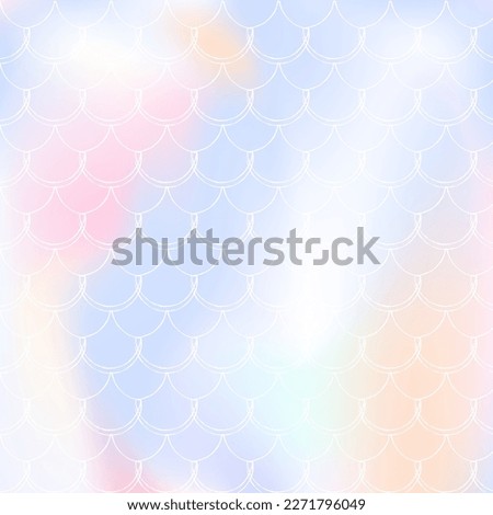 Holographic mermaid background with gradient scales. Bright color transitions. Fish tail banner and invitation. Underwater and sea pattern for party. Fluorescent backdrop with holographic mermaid.