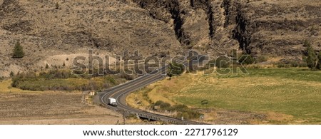 John Day highway and river  entering Picture Gorge near Dayville Oregon