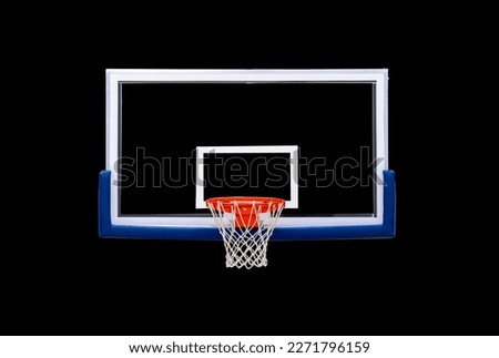 New professional basketball hoop cage isolated on black background. Horizontal sport theme poster, greeting cards, headers, website and app Royalty-Free Stock Photo #2271796159