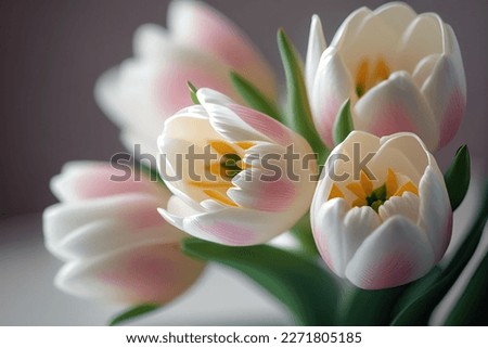 A bouquet of flowers. A close-up photo of tulips. Photography in the style of minimalism. Photo for the flower shop website. Tulips as a gift. Beautiful bouquet of pink tulips