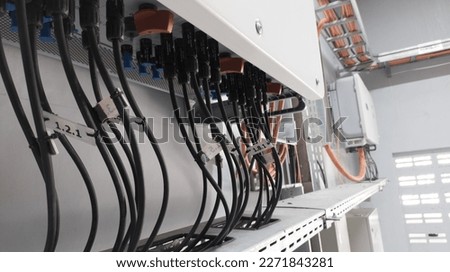 Instalation of Inverter modul control for solar panel  on the power plant. Technology of solar panel  green  energy. Royalty-Free Stock Photo #2271843281