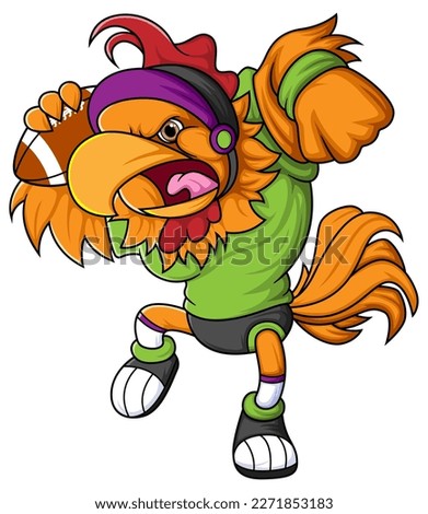 the rooster mascot of American football complete with player clothe of illustration