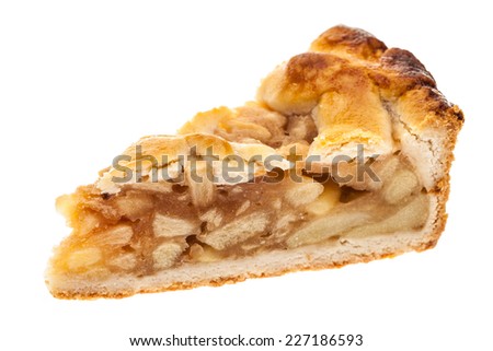 A single slice of apple pie isolated on white background Royalty-Free Stock Photo #227186593