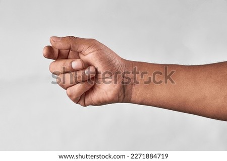Hand with card on white background
