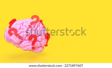 pink  Brain and red question mark for sci or education concept 3d rendering