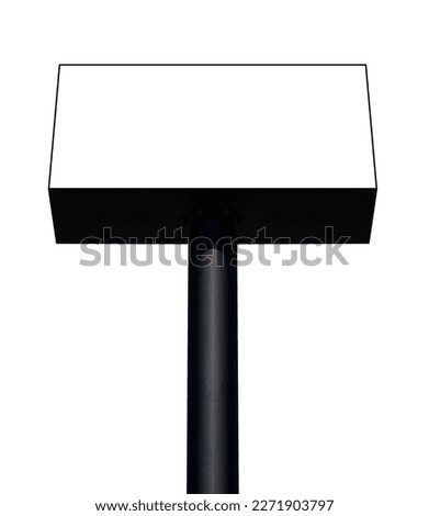 Outdoor pole light box billboard isolated on white background with mock up white screen and clipping path