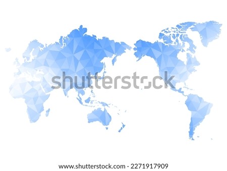 World map. Blue gradient polygon pattern. Vector illustration. 