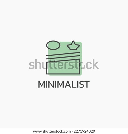 Line abstract logo with random shapes in minimalist style.