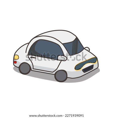 White car icon isolated on white background, clip art car white cute, illustration car flat simple for infographic design, car shape concept for children learning
