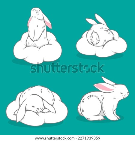 Rabbit Cute Animal Vector Set 2