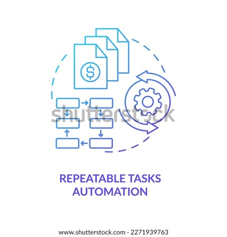 Repeatable tasks automation blue gradient concept icon. Payroll processing software benefit abstract idea thin line illustration. Isolated outline drawing. Myriad Pro-Bold font used Royalty-Free Stock Photo #2271939763