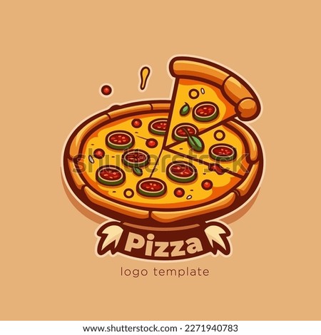 Pizza logo. Vector illustration of a pizza on a light background. italian food restaurant