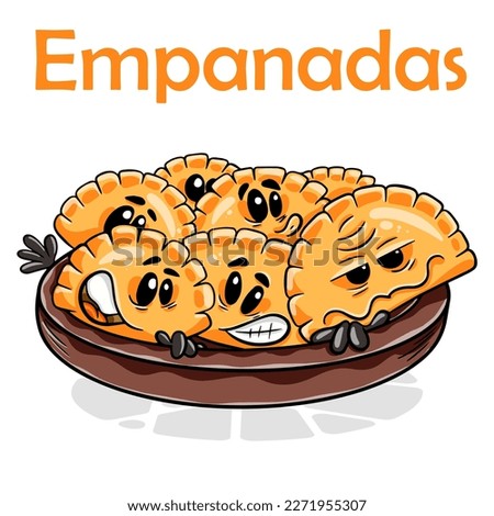 Empanadas. Funnny cartoon character. Vector isolated background 