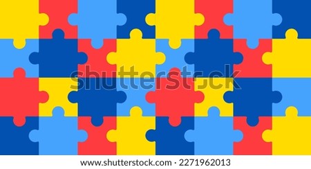 World autism awareness day puzzle pattern background template. World autism day colorful puzzle vector banner. Symbol of autism. autism Health care Medical flat background of April 02 celebration.  Royalty-Free Stock Photo #2271962013