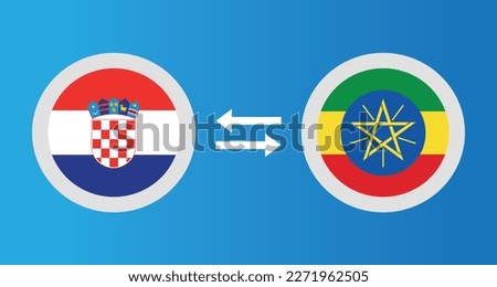 round icons with Croatia and Ethiopia flag exchange rate concept graphic element Illustration template design
