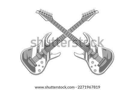 Two guitar vector design, A guitar with a string design on it Royalty-Free Stock Photo #2271967819