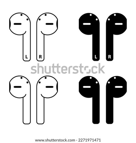 Set of Earphones music flat icon, sound technology device sign, web audio symbol vector illustration .