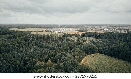 Aerial view of an industrial area in a rural area.Drone photography