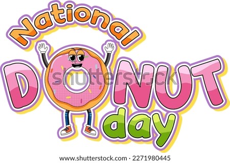 Happy doughnut day in June logo illustration