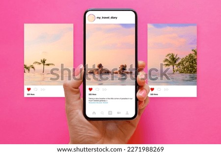 Mockup for social media post with photo carousel Royalty-Free Stock Photo #2271988269