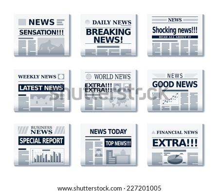 Vector newspapers. Eps10. Transparency used. CMYK. Global colors. Gradients used. Royalty-Free Stock Photo #227201005