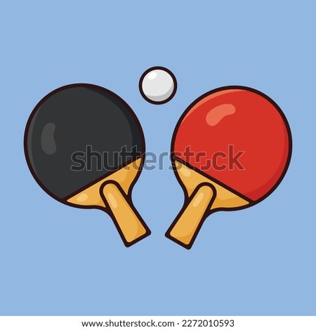 Ping pong rackets and ball collection cartoon vector icon. Table tennis sport equipment icon concept isolated vector illustration